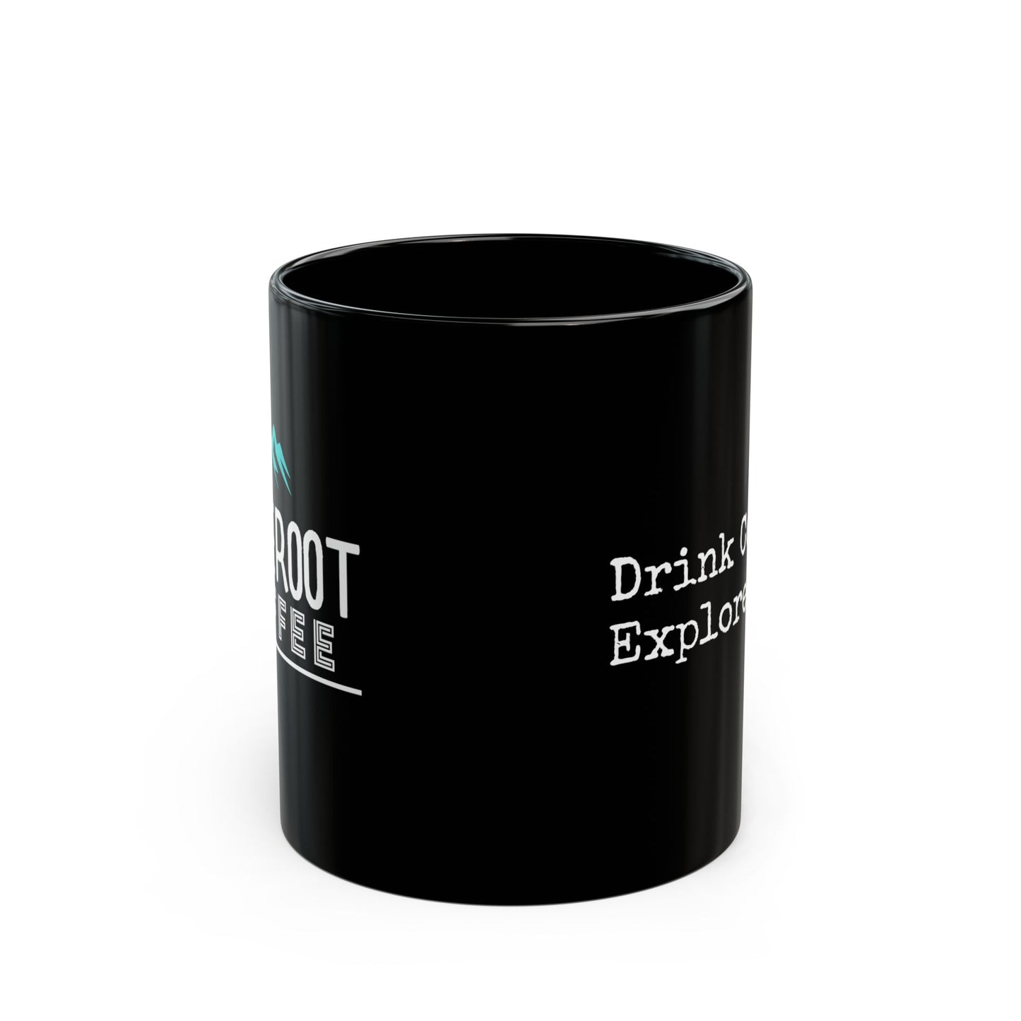 Drink Coffee. Explore. — Black Ceramic Coffee Mug