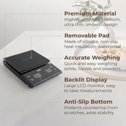 Kaffe Digital Food Scale Stainless Steel with Tare Feature