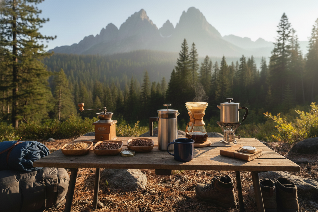 Outdoor adventure coffee scene