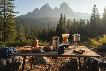 Outdoor adventure coffee scene